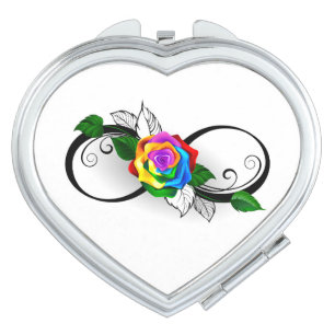 Infinity Symbol with Rainbow Rose Compact Mirror
