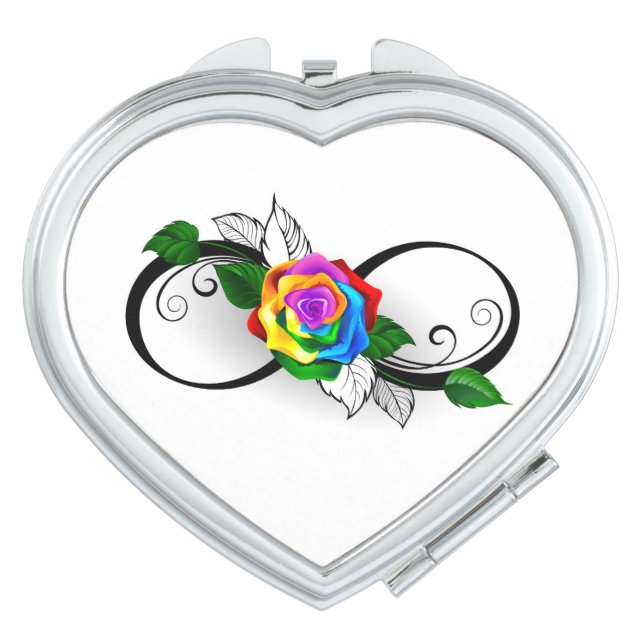 Infinity Symbol with Rainbow Rose Compact Mirror (Front)