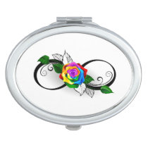Infinity Symbol with Rainbow Rose Compact Mirror