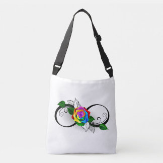 Infinity Symbol with Rainbow Rose Crossbody Bag