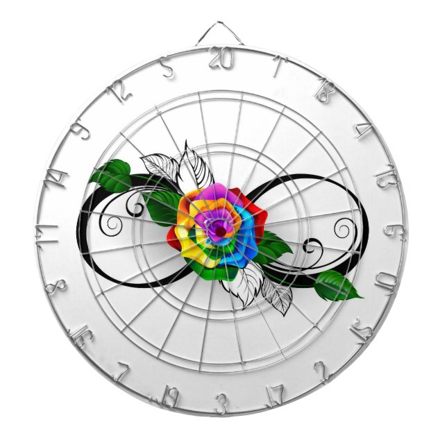 Infinity Symbol with Rainbow Rose Dart Board (Front)