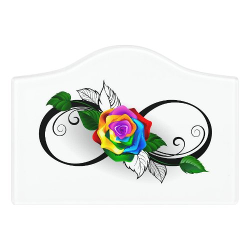 Infinity Symbol with Rainbow Rose Door Sign