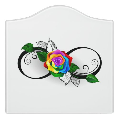 Infinity Symbol with Rainbow Rose Door Sign