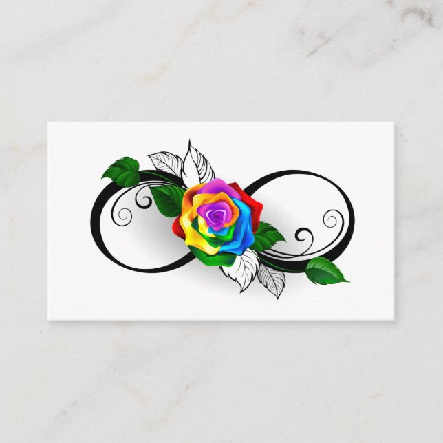 Infinity Symbol with Rainbow Rose Enclosure Card (Front)