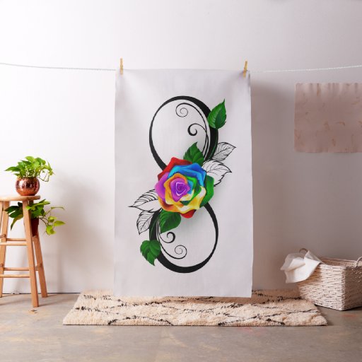 Infinity Symbol with Rainbow Rose Fabric
