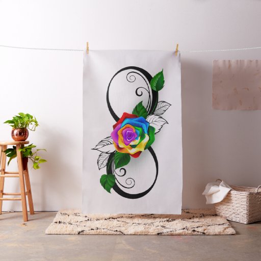 Infinity Symbol with Rainbow Rose Fabric