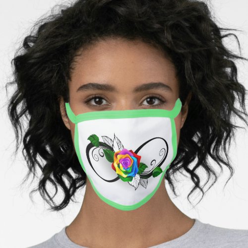 Infinity Symbol with Rainbow Rose Face Mask