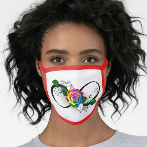 Infinity Symbol with Rainbow Rose Face Mask