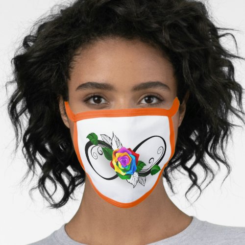 Infinity Symbol with Rainbow Rose Face Mask