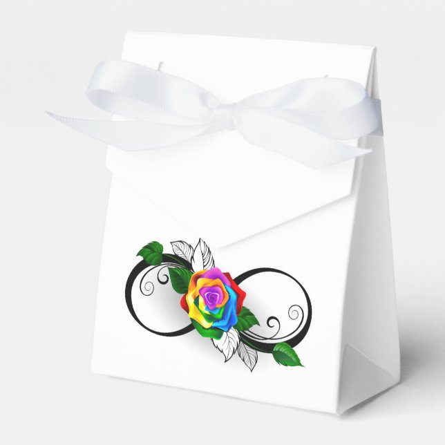 Infinity Symbol with Rainbow Rose Favor Boxes (Front Side)