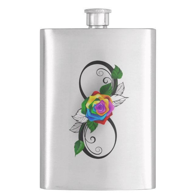 Infinity Symbol with Rainbow Rose Flask (Front)
