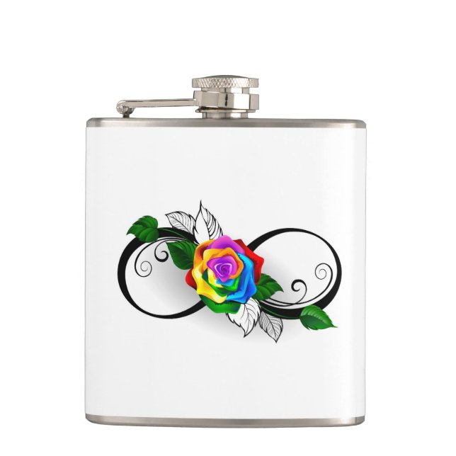 Infinity Symbol with Rainbow Rose Flask (Front)