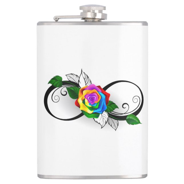 Infinity Symbol with Rainbow Rose Flask (Front)
