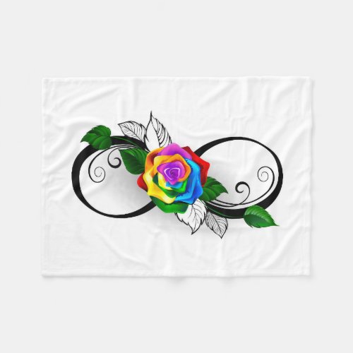 Infinity Symbol with Rainbow Rose Fleece Blanket