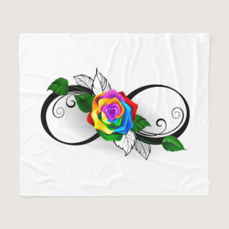 Infinity Symbol with Rainbow Rose Fleece Blanket