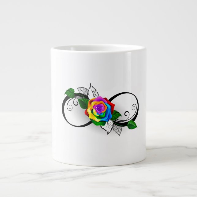 Infinity Symbol with Rainbow Rose Giant Coffee Mug (Front)