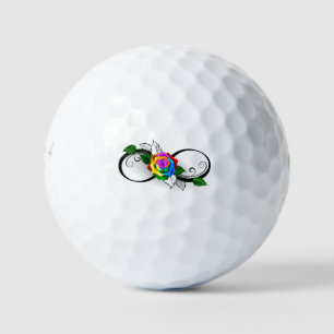 Infinity Symbol with Rainbow Rose Golf Balls