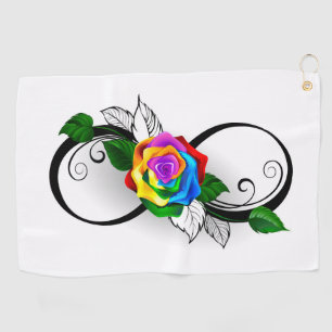 Infinity Symbol with Rainbow Rose Golf Towel