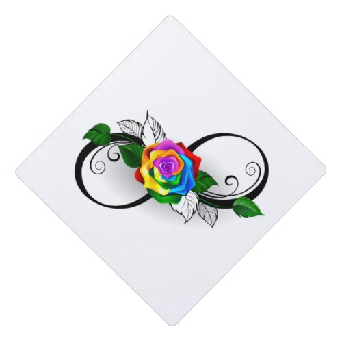 Infinity Symbol with Rainbow Rose Graduation Cap Topper