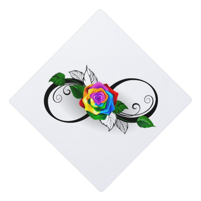 Infinity Symbol with Rainbow Rose Graduation Cap Topper (Front)