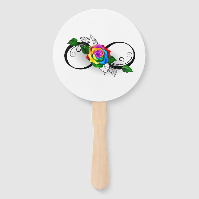 Infinity Symbol with Rainbow Rose Hand Fan (Front)