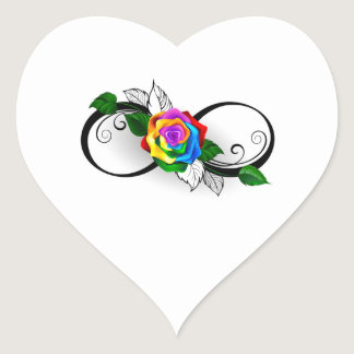 Infinity Symbol with Rainbow Rose Heart Sticker