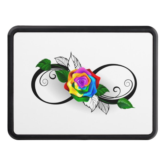 Infinity Symbol with Rainbow Rose Hitch Cover (Front)