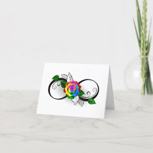 Infinity Symbol with Rainbow Rose Holiday Card