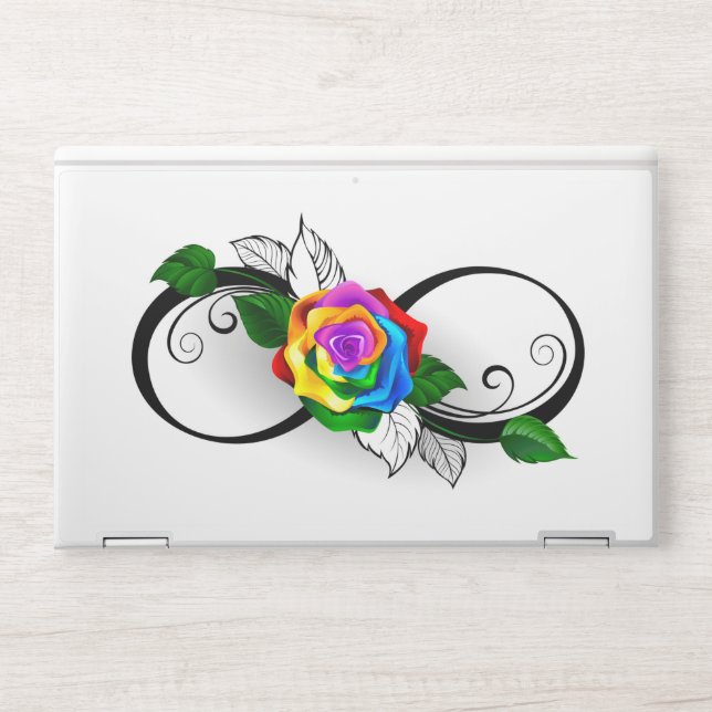 Infinity Symbol with Rainbow Rose HP Laptop Skin (Front)
