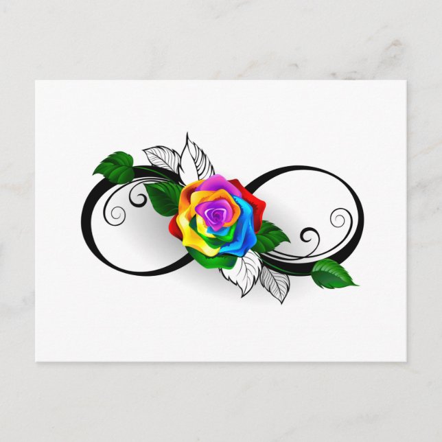 Infinity Symbol with Rainbow Rose Invitation Postcard (Front)