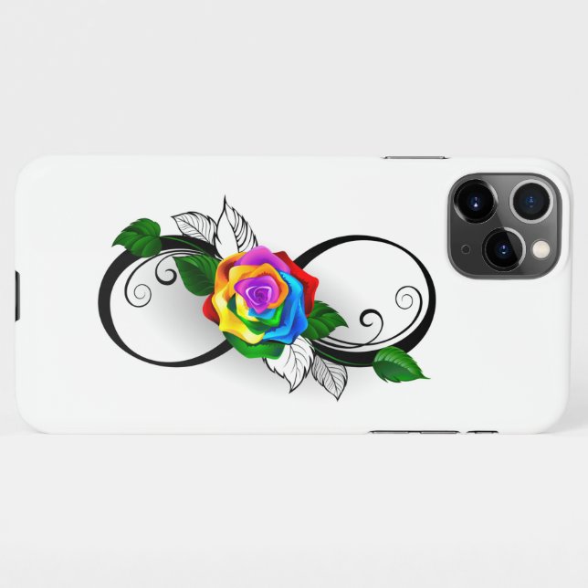 Infinity Symbol with Rainbow Rose iPhone Case (Back Horizontal)