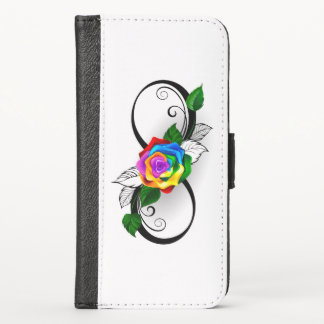 Infinity Symbol with Rainbow Rose iPhone X Wallet Case