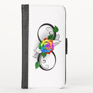 Infinity Symbol with Rainbow Rose iPhone XS Wallet Case