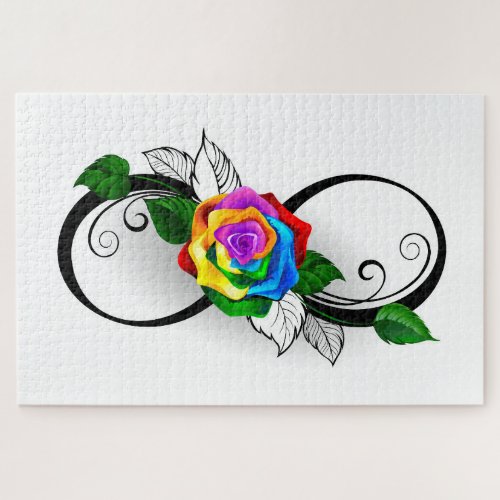 Infinity Symbol with Rainbow Rose Jigsaw Puzzle