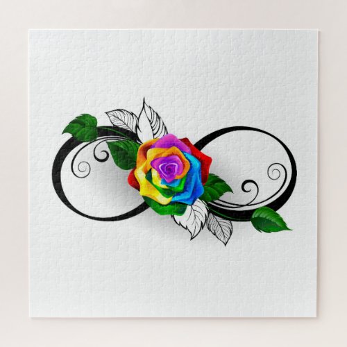 Infinity Symbol with Rainbow Rose Jigsaw Puzzle