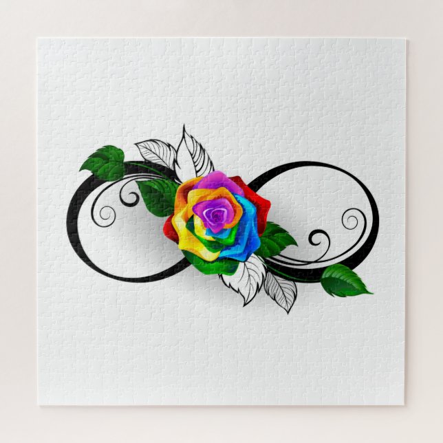 Infinity Symbol with Rainbow Rose Jigsaw Puzzle (Horizontal)