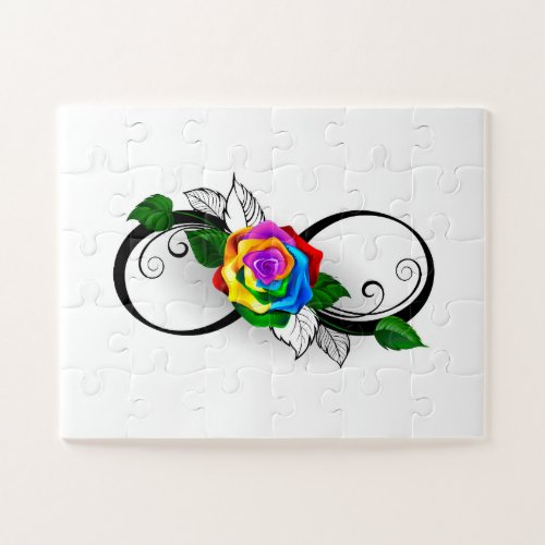 Infinity Symbol with Rainbow Rose Jigsaw Puzzle