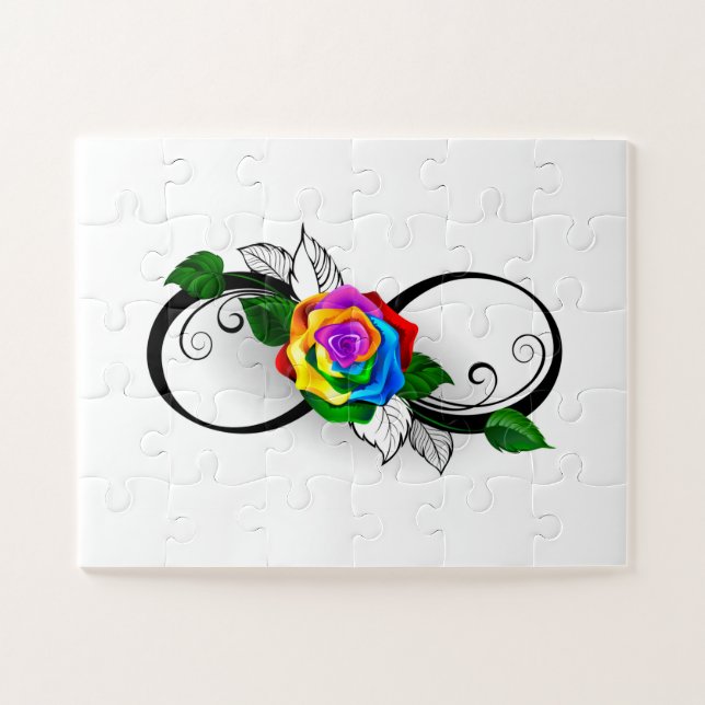 Infinity Symbol with Rainbow Rose Jigsaw Puzzle (Horizontal)