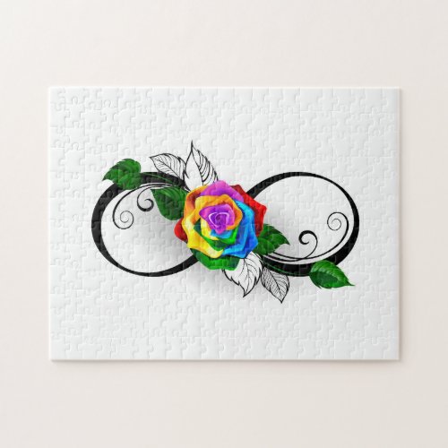 Infinity Symbol with Rainbow Rose Jigsaw Puzzle