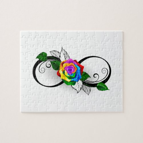 Infinity Symbol with Rainbow Rose Jigsaw Puzzle