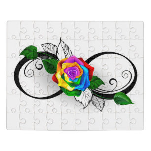 Infinity Symbol with Rainbow Rose Jigsaw Puzzle