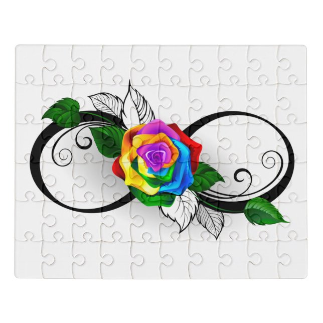 Infinity Symbol with Rainbow Rose Jigsaw Puzzle (Puzzle Horizontal)