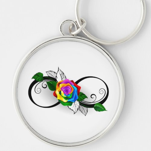 Infinity Symbol with Rainbow Rose Keychain