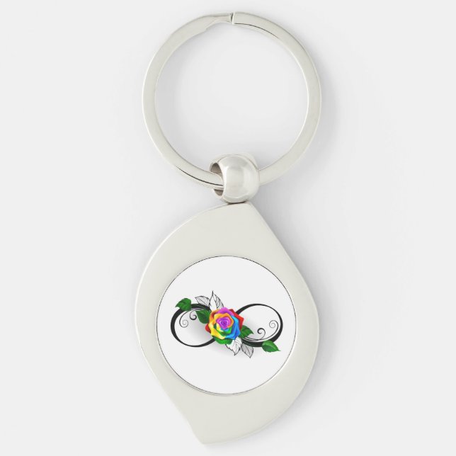Infinity Symbol with Rainbow Rose Keychain (Front)