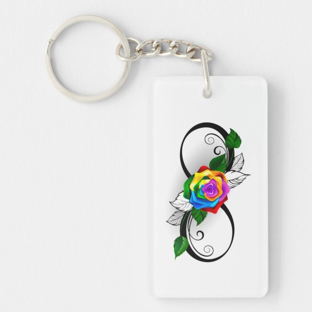 Infinity Symbol with Rainbow Rose Keychain (Front)