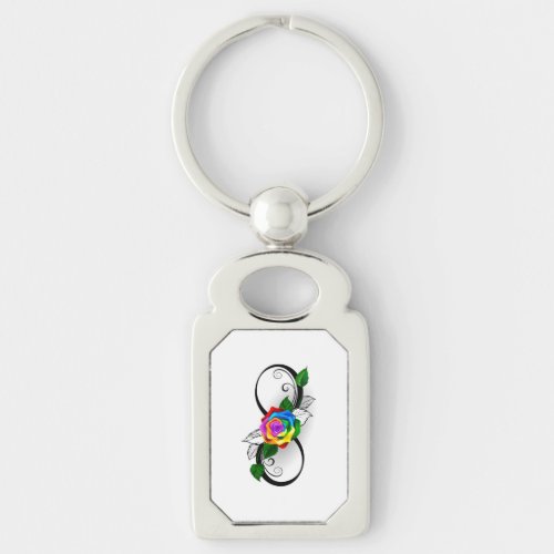 Infinity Symbol with Rainbow Rose Keychain