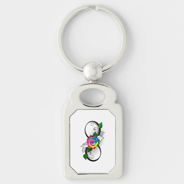 Infinity Symbol with Rainbow Rose Keychain (Front)