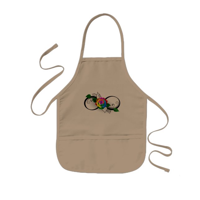 Infinity Symbol with Rainbow Rose Kids' Apron (Front)