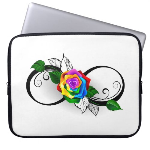 Infinity Symbol with Rainbow Rose Laptop Sleeve
