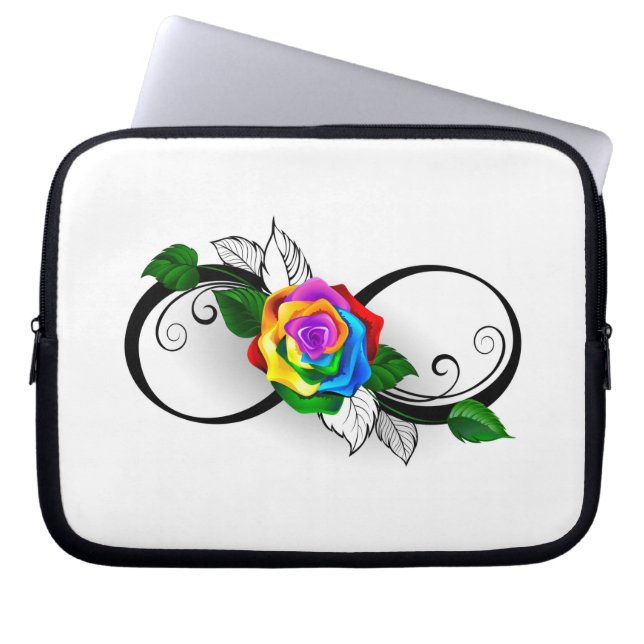 Infinity Symbol with Rainbow Rose Laptop Sleeve (Front)